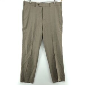 Jos A Bank Mens Traveler Pants Wool Blend Brown 40x32 Slim Fit Wrinkle Resistant